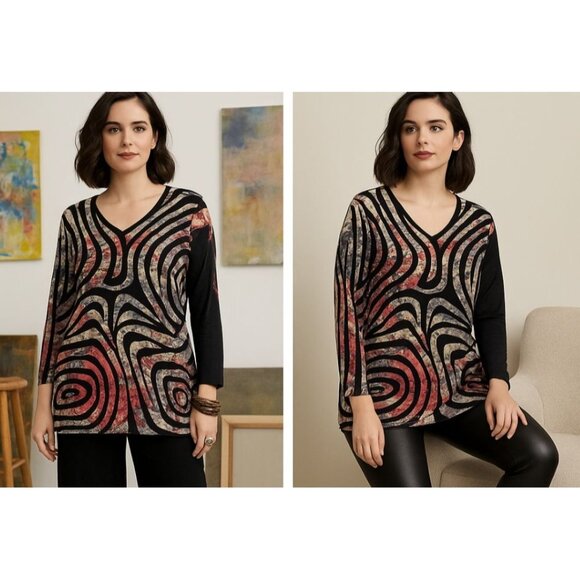 Parsley and Sage Rayon Comfy Tunic Top L Art to Wear Boho Chic Officecore - Picture 1 of 8